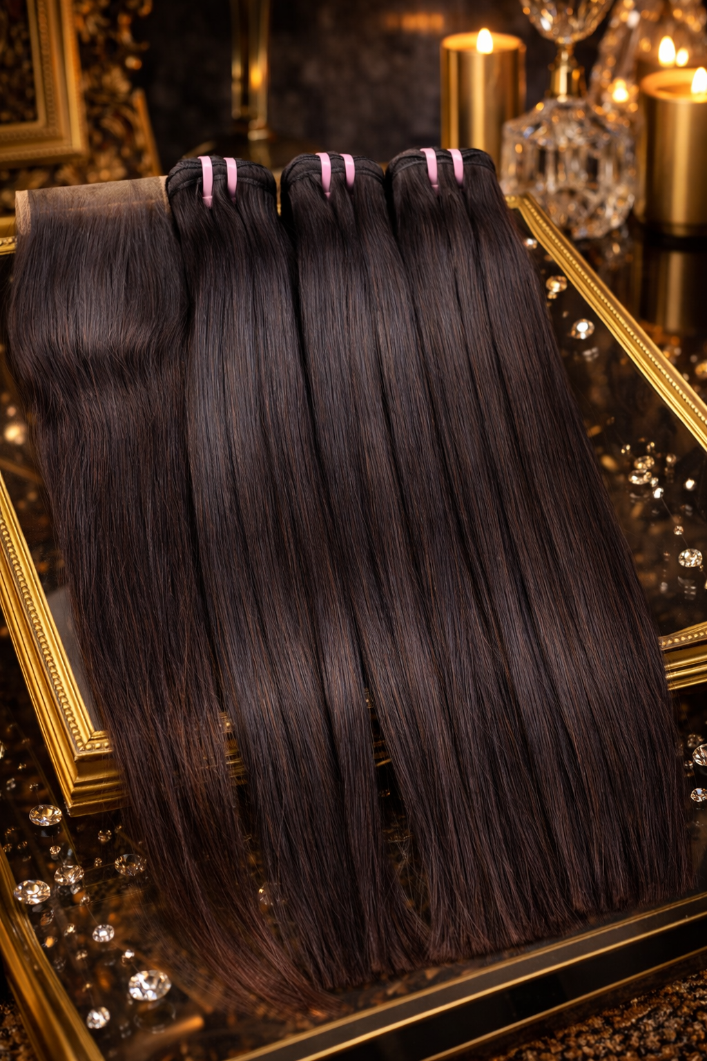 The Maison Suite: Noir Silky Straight — 3 Bundles + Closure